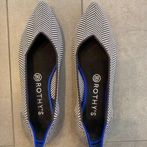 Rothy's The Point - Black/ White Herringbone, Size 8